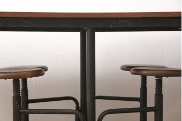 格納スツール8脚付きテーブルを新規製作!マットブラックでペイント仕上げ。(8人用ダイニングテーブル、作業台)
