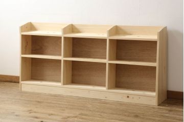 台形本棚を新規製作!無着色、クリアワックスで仕上げ。(オープンラック、ブックシェルフ、ロッカー、無塗装)