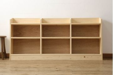 台形本棚を新規製作!無着色、クリアワックスで仕上げ。(オープンラック、ブックシェルフ、ロッカー、無塗装)
