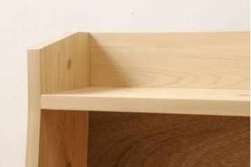 台形本棚を新規製作!無着色、クリアワックスで仕上げ。(オープンラック、ブックシェルフ、ロッカー、無塗装)