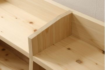 台形本棚を新規製作!無着色、クリアワックスで仕上げ。(オープンラック、ブックシェルフ、ロッカー、無塗装)