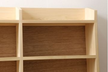 台形本棚を新規製作!無着色、クリアワックスで仕上げ。(オープンラック、ブックシェルフ、ロッカー、無塗装)