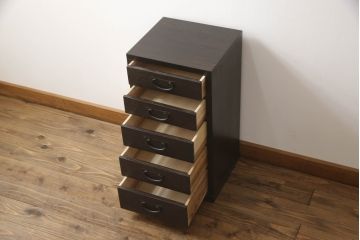 小引き出しを新規製作!本体はヒノキ材、前板は栗材で製作。取っ手は古金具を使用。(小物収納、サイドチェスト)