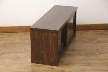 テレビ台を新規製作!建具に七宝模様の組子レーザー加工をし、背面には穴あけ加工。色味は当店商品を参考に着色。(収納棚、キャビネット、テレビ台、テレビボード)