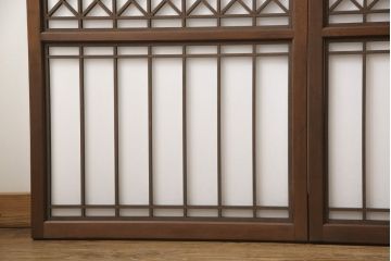 組子障子戸4枚×2セットを新規製作!当店のオーダー建具を参考にご希望のサイズで障子戸を製作。引手を取り付け、プラスチック障子紙を新たに張り、当店商品を参考に着色。(引き戸、建具)