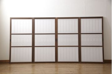 組子障子戸4枚×2セットを新規製作!当店のオーダー建具を参考にご希望のサイズで障子戸を製作。引手を取り付け、プラスチック障子紙を新たに張り、当店商品を参考に着色。(引き戸、建具)