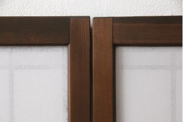 組子障子戸4枚×2セットを新規製作!当店のオーダー建具を参考にご希望のサイズで障子戸を製作。引手を取り付け、プラスチック障子紙を新たに張り、当店商品を参考に着色。(引き戸、建具)