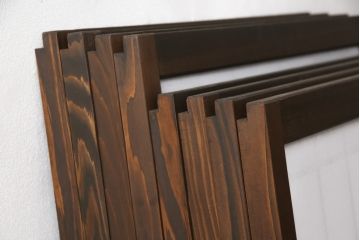 組子障子戸4枚×2セットを新規製作!当店のオーダー建具を参考にご希望のサイズで障子戸を製作。引手を取り付け、プラスチック障子紙を新たに張り、当店商品を参考に着色。(引き戸、建具)