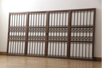 組子障子戸4枚×2セットを新規製作!当店のオーダー建具を参考にご希望のサイズで障子戸を製作。引手を取り付け、プラスチック障子紙を新たに張り、当店商品を参考に着色。(引き戸、建具)