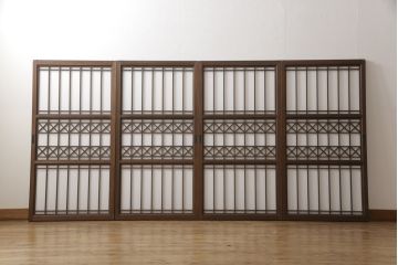 組子障子戸4枚×2セットを新規製作!当店のオーダー建具を参考にご希望のサイズで障子戸を製作。引手を取り付け、プラスチック障子紙を新たに張り、当店商品を参考に着色。(引き戸、建具)