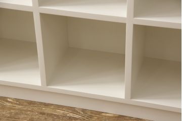 マス目棚を新規製作!ラフジュ工房オリジナルのマス目棚のデザインとサイズを参考に。色味はアンティークホワイトでペイント。(ロッカー、収納棚、本棚、飾り棚、オープンラック)