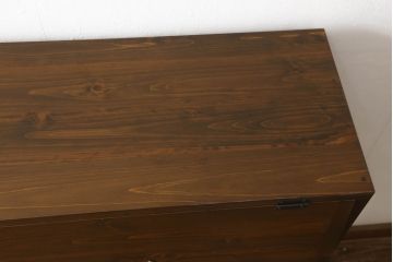 パタパタ収納を新規製作!希望のサイズにて、5段・下開き扉仕様。取っ手を取り付け、参考画像の色味に合わせて仕上げ。(下駄箱、キャビネット、戸棚、ロッカー)