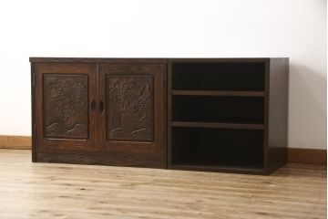 収納棚を新規製作!背面に配線用穴あけ加工を施し、棚板は可動式に。ご希望の色味に着色仕上げ。(サイドボード、サイドキャビネット、ローボード、テレビ台、テレビボード)
