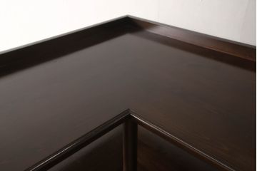 L字型収納棚を新規製作!ご希望の棚数とサイズで製作し、濃い茶色で着色仕上げ。(コーナーラック、飾り棚、オープンラック)