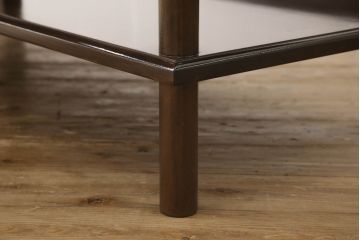 L字型収納棚を新規製作!ご希望の棚数とサイズで製作し、濃い茶色で着色仕上げ。(コーナーラック、飾り棚、オープンラック)