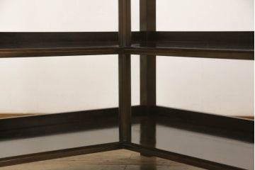 L字型収納棚を新規製作!ご希望の棚数とサイズで製作し、濃い茶色で着色仕上げ。(コーナーラック、飾り棚、オープンラック)