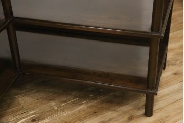 L字型収納棚を新規製作!ご希望の棚数とサイズで製作し、濃い茶色で着色仕上げ。(コーナーラック、飾り棚、オープンラック)