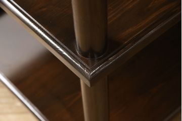 L字型収納棚を新規製作!ご希望の棚数とサイズで製作し、濃い茶色で着色仕上げ。(コーナーラック、飾り棚、オープンラック)
