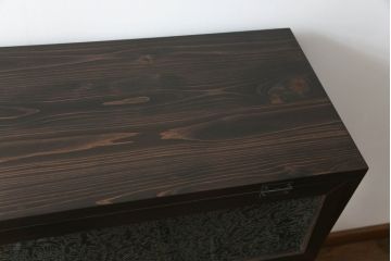 パタパタ扉の下駄箱を新規製作!扉にはアンティーク結霜ガラスを使用。(収納棚、戸棚、ロッカー)