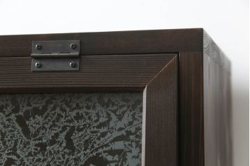 パタパタ扉の下駄箱を新規製作!扉にはアンティーク結霜ガラスを使用。(収納棚、戸棚、ロッカー)