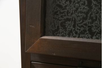 パタパタ扉の下駄箱を新規製作!扉にはアンティーク結霜ガラスを使用。(収納棚、戸棚、ロッカー)