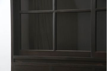 重ね戸棚を新規製作!棚や引き出し位置をご希望に合わせて製作し、色は参考商品に合わせて濃い茶色で着色仕上げ。(食器棚、収納棚、カップボード、キャビネット、飾り棚、引き出し)