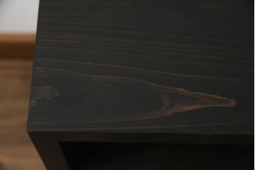 テレビ台を新規製作!オープンラックには配線用の穴開け加工、戸棚内部は可動式の棚板を設置。濃い茶色で着色仕上げ。(サイドテーブル、サイドキャビネット、収納棚、引き出し)