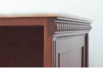 軽井沢カフェ物件で使用するデシャップカウンターを新規製作!全体のデザインや色もお客様のご希望通りに。(カウンターテーブル、収納棚、戸棚、サイドボード、店舗什器)