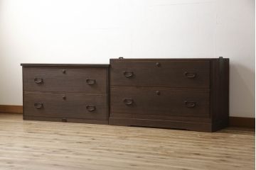 桐箪笥を動かしやすくリメイク!ヒノキ無垢材の天板とキャスターを取り付けて、オーク系のステイン塗料仕上げ。