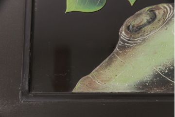 座卓をダイニングテーブルにリメイク!座卓の中央部分と新材で天板を製作。面取りをしたガラス天板を取り付け。(食卓)