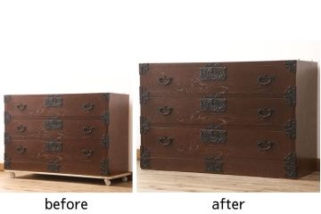 和箪笥を綺麗に再生!高品質リペアを施し、カビを取り、部材を交換。