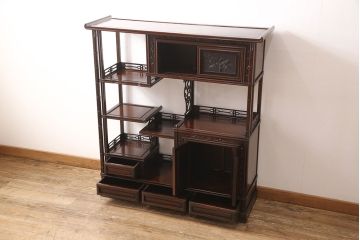 茶棚を綺麗に再生!高品質リペアを施し、修繕部分は元の色味に合わせて仕上げ。