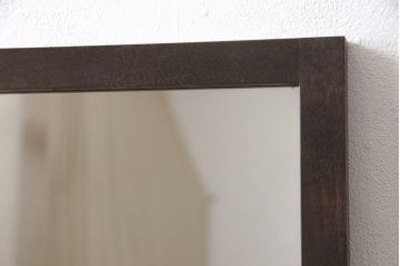鏡台をウォールミラーにリメイク!鏡部分を取り外し、裏面・四方に板を貼り、木枠を取り付け。チェス系に着色仕上げ。