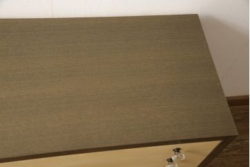 ワードローブとチェストを使って新たなチェストにリメイク!外側はワードローブを、内側はチェストの構造を使用。引き出しに取っ手を付けて、バイカラーに。