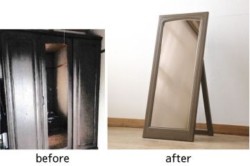 ワードローブの扉をスタンドミラーにリメイク!鏡付きの扉にスタンドを設置。