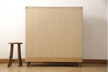 チェストをキャビネットにリメイク!開き戸をガラス入りの引き戸に交換。内部に可動式の棚板を設置。