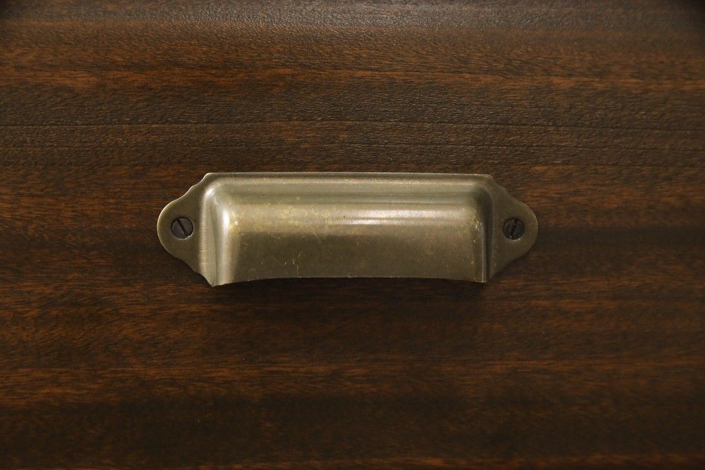 ワードローブをテレビ台にリメイク!左右に引き出しを2杯ずつ製作し、中央はガラス入りの開き戸仕様に。脚と天板を取り付け、本体に合わせた色味に。