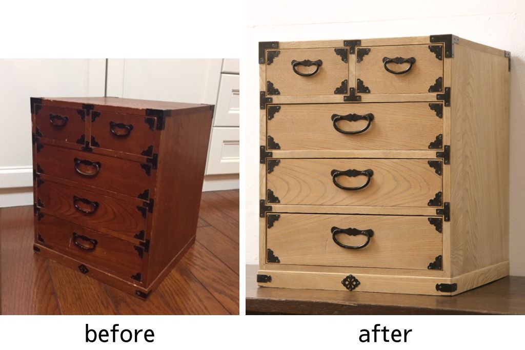 小引き出しをストリップド加工してリメイク!高品質リペアを施し、既存の塗装を剥離して仕上げ。