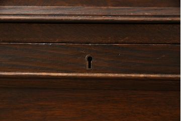 ビューローブックケースを綺麗に再生!高品質リペアを施し、ガラスの破損部分は交換。木部はワントーン落ち着いた色に着色仕上げ。