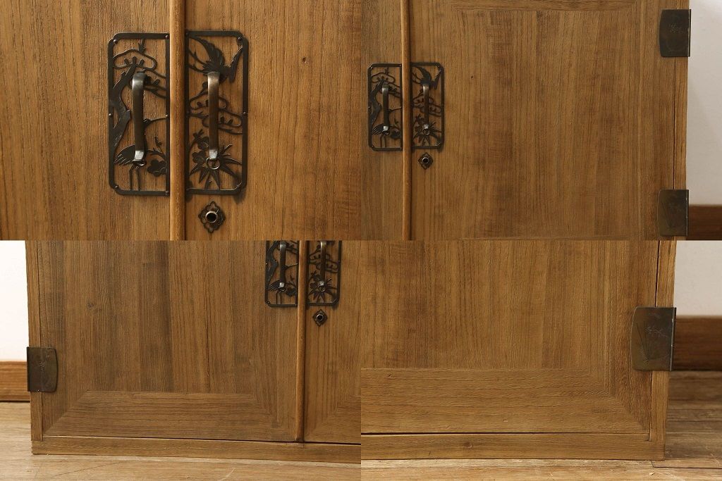 3段重ね桐箪笥を3つのローボードにリメイク!上段は引き戸にモールガラスをはめ込み、鉄脚の取り付け。中段は衣装盆を中央セパレート仕様にし、台輪と天板取り付け。下段は天板取り付け。全て明るめの色味仕上げ。