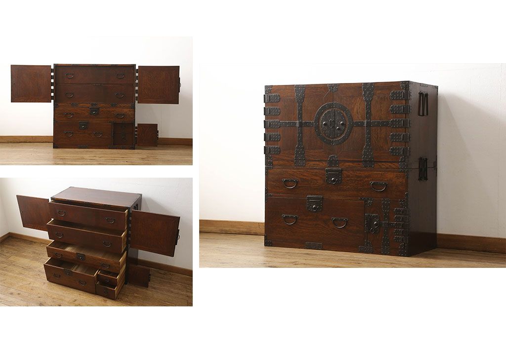 重ね箪笥を綺麗に再生!高品質リペアを施し、雰囲気を損なわないように修理。現状の雰囲気を残した仕上げに。