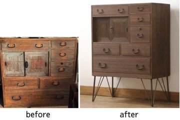 公式】アンティーク家具ラフジュ工房商品詳細ページ桐箪笥に鉄脚を付け