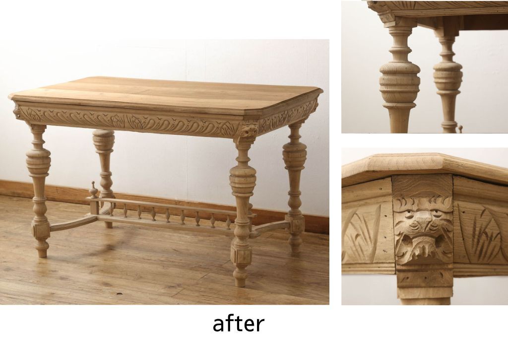 テーブルの高さをリメイク!高品質リペアを施し、ご希望の高さに脚をカット。ストリップド加工。