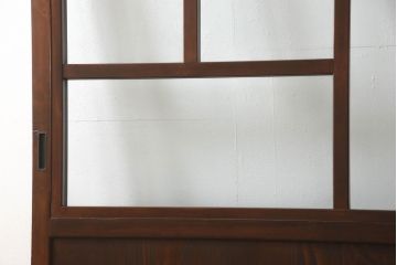 蔵戸をガラス戸にリメイク!!ご要望サイズにリサイズし、ガラス桟の製作、引手金具交換、戸車取り付け。ご希望の色に着色仕上げ。