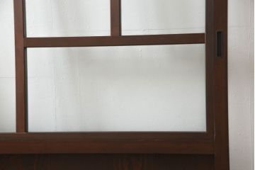 蔵戸をガラス戸にリメイク!!ご要望サイズにリサイズし、ガラス桟の製作、引手金具交換、戸車取り付け。ご希望の色に着色仕上げ。