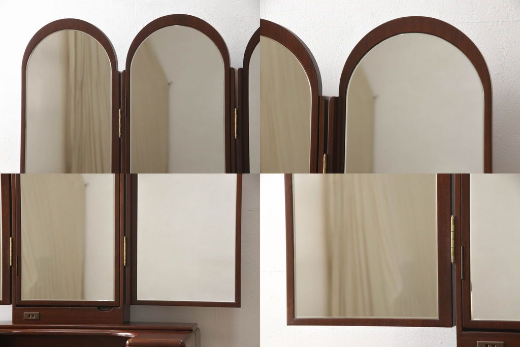 ドレッサーを綺麗に再生!椅子は座面と背面の生地を張り替え、座面の硬さを調整。ドレッサーは配線を新品に交換。