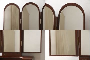 ドレッサーを綺麗に再生!椅子は座面と背面の生地を張り替え、座面の硬さを調整。ドレッサーは配線を新品に交換。