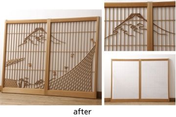 障子戸を綺麗に再生!クリーニング作業を行い、障子をプラスチック障子に張り替え。