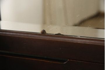 ドレッサーを綺麗に再生!高品質リペアを施し、割れや装飾の修復。天板の色褪せ部分は剥離し、現状の色味合わせた仕上げ。