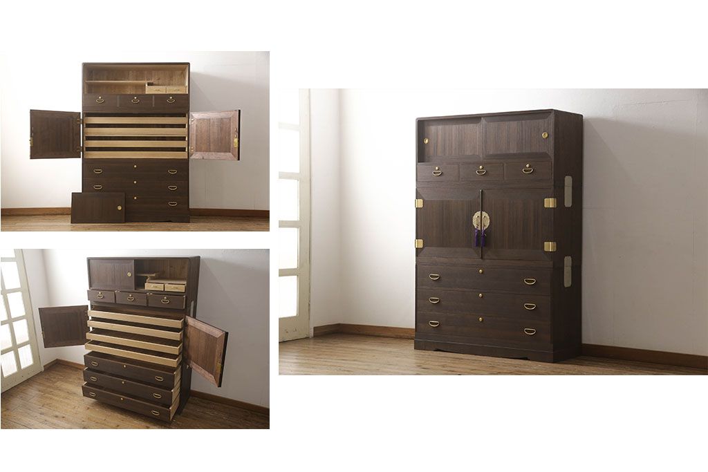 桐箪笥を着色リメイク!高品質リペアを施し、チェスナット系に着色仕上げ。